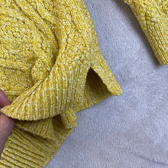 Banana Republic Woman's Cable Knit Sweater XS Yellow Long Sleeve Pullover Soft C - Picture 6 of 10